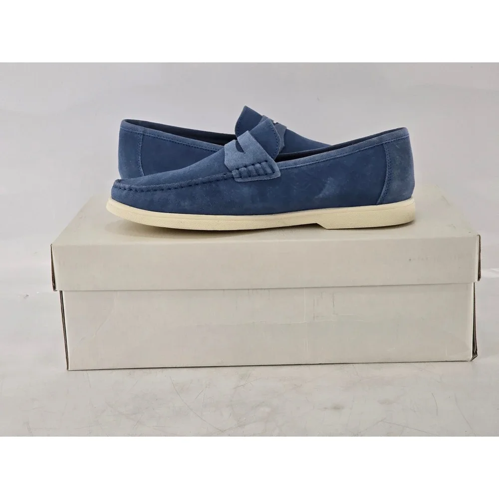 Donald Pliner Clive02 Loafers Mens 7.5 Denim Blue Suede Slip On - Excellent